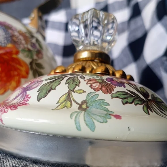 Mackenzie Childs Flower Market White Whistling Tea Kettle - Picture 6 of 9